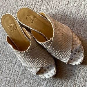 Coclico white snakeskin mules